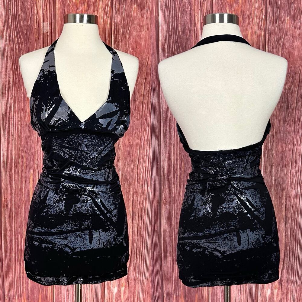 VTG 90s Y2K Pretty Girl New York Dress Halter Neck Bodycon Mini Size Small S